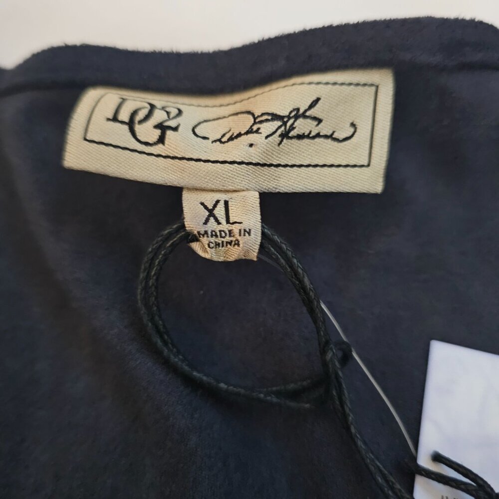 DG2 By Diane Gilman Women's Black Fringed Trim Open Front Cardigan Size XL NWT - Picture 8 of 13